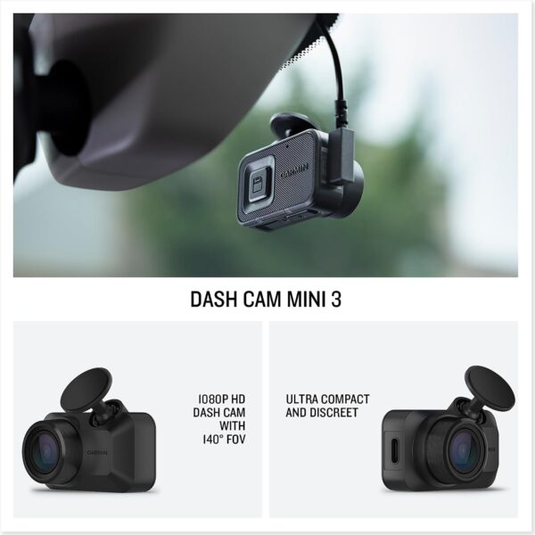 Garmin Dash Cam Mini 3, ultracompact Dash Cam