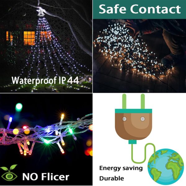 71uCEYrufL._AC_SL1500_.jpg Kwaiffeo Christmas Decorations Outside, 12.6FT 350 LED 8 Modes Star Christmas Lights Outdoor