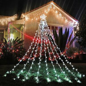 Kwaiffeo Christmas Decorations Outside, 12.6FT 350 LED 8 Modes Star Christmas Lights Outdoor