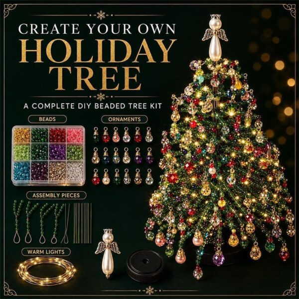 71utVzhc6rL._AC_SL1001_.jpg DIY Beaded Christmas Tree Kit with Lights, 3D Holiday Craft Set