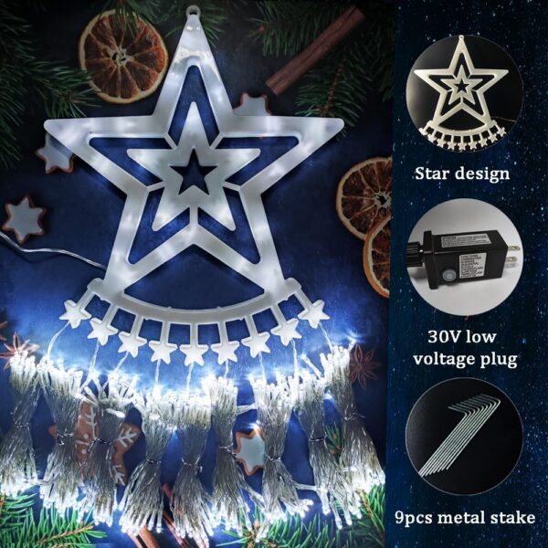 71wSeJmzMKL._AC_SL1000_.jpg Kwaiffeo Christmas Decorations Outside, 12.6FT 350 LED 8 Modes Star Christmas Lights Outdoor