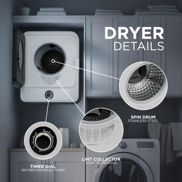 DMD Collective - 3kg Tumble Dryer, Vented Tumble Dryers, Dryer Machine [Energy Class F]