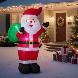 6FT Christmas Inflatable Santa Outdoor Decoration with LED Lights