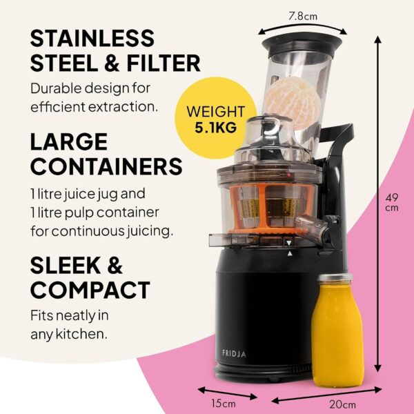 71xrPcqN1PL._AC_SL1500_.jpg Fridja f1900 Cold Press Juicer, 240W Slow Juicer, 78mm Chute, BPA-Free