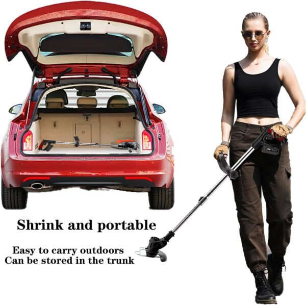 71yktkSyncL._AC_SL1500_.jpg 21V Cordless Strimmer, Telescopic Lightweight Grass Trimmer with 6xMetal Blades & 10xPlastic Blades