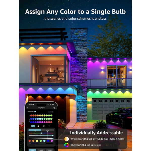 Lepro E1 AI Permanent Outdoor Christmas Lights, 30m RGB+IC & Tunable White