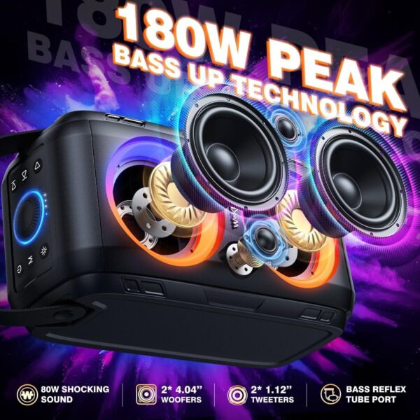 81-Qf8eZzRL._AC_SL1500_.jpg W-KING Bluetooth Speaker Loud, 180W Max Portable Party Wireless Speakers