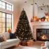 6ft Black Artificial Christmas Tree with DIY 100 Warm Lights