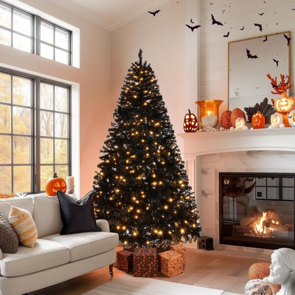 6ft Black Artificial Christmas Tree with DIY 100 Warm Lights