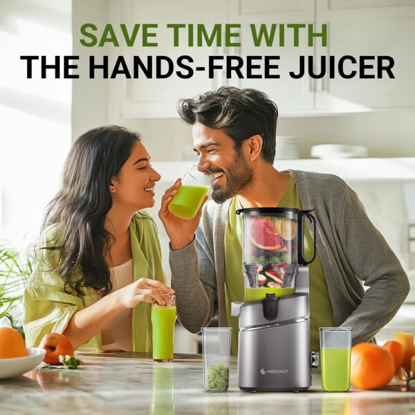 AMZCHEF Cold Press Juicer, Slow Masticating Juicer, 145mm Wide Chute