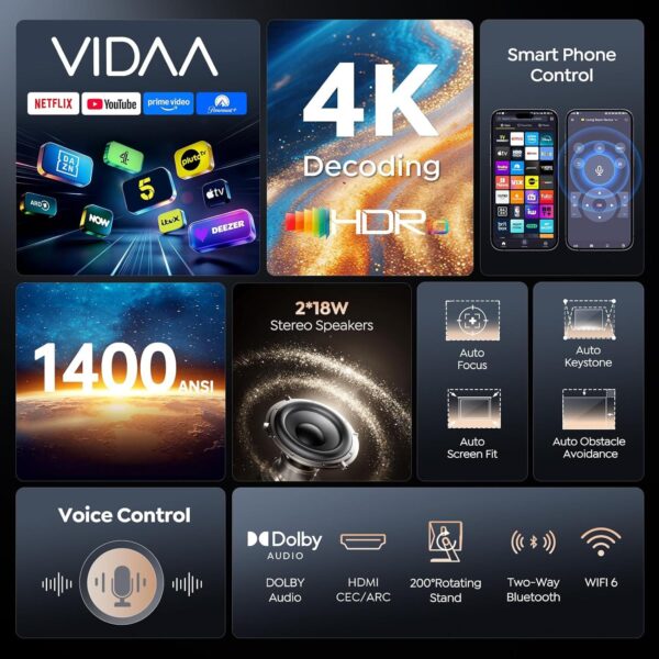 Projector 4K with VIDAA OS