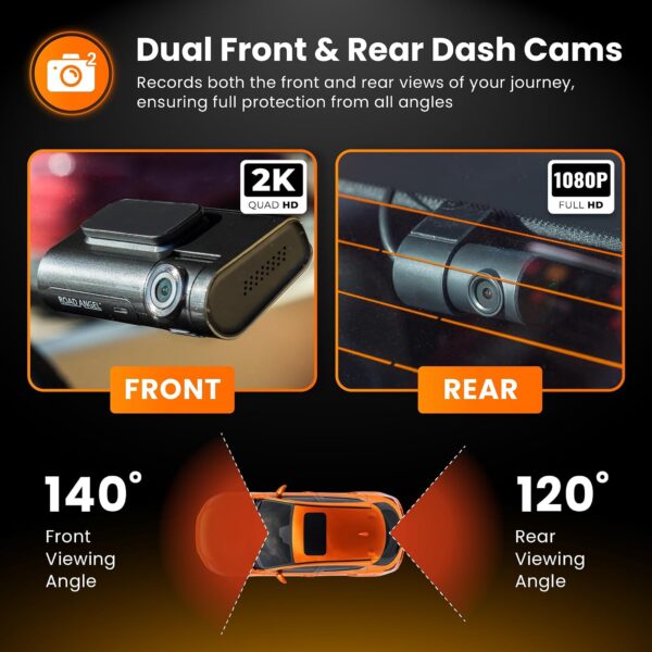 Road Angel Halo Pro 2K 1440p Dual Dash-Camera