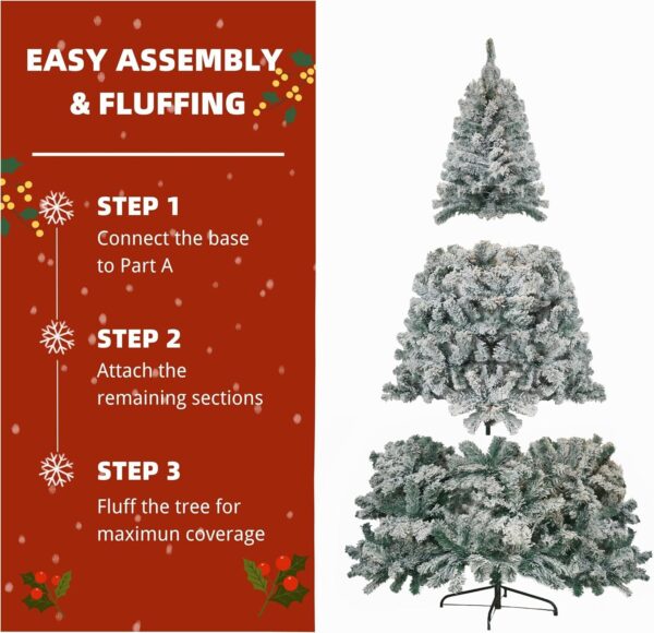 81CKE24dSIL._AC_SL1500_.jpg Asinse 7ft Pre-Lit Snow Flocked Christmas Tree with 450 Chasing Warm LED Lights