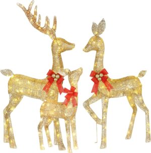 HOYECHI Lighted Christmas Decoration Deer 3 Piece