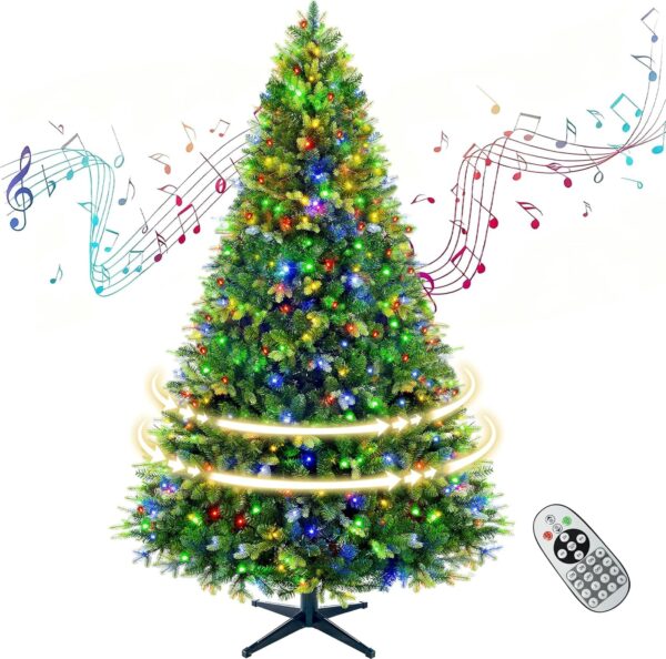 81DZTHBlOiL._AC_SL1500_.jpg 360° Rotating Prelit Christmas Tree 7ft - Musical Artificial Christmas Tree with Remote Control