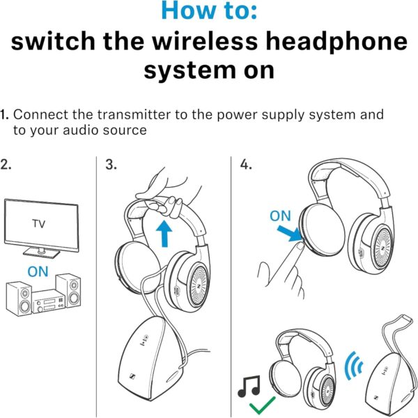 81F8kMNQiL._AC_.jpg Sennheiser RS 120-W On-Ear Wireless Headphones for Crystal-clear TV Listening with 3 Sound Modes, Lightweight Design, Easy Volume Control, 60 m Range and Convenient Transmitter/Charger Combo - Black