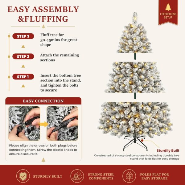 81FcHX5c0LL._AC_SL1500_.jpg SHareconn 7ft Pre Lit Christmas Tree Snow Flocked with 13 Modes & 932 Tips
