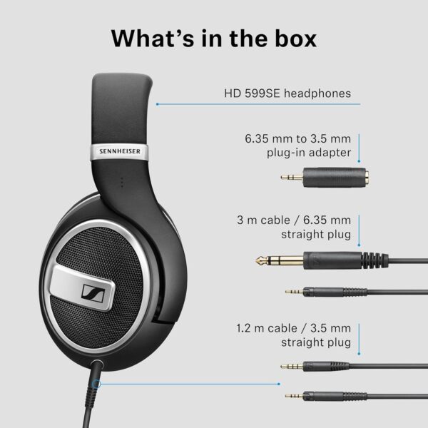 81IjgtNbRyL._AC_SL1500_.jpg Sennheiser HD 599 SE Open-Back, Wired Over Ear Headphones, Premium Design, Natural Balanced Audio, Comfortable Fit for Music, Gaming, School, Work, Black