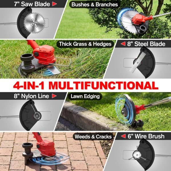 81JxQHjCHJL._AC_SL1500_.jpg Cordless Strimmer 21V with 2×2000mAh Battery & Charger,Grass Trimmer Cordless with 14 Blades Cutting System
