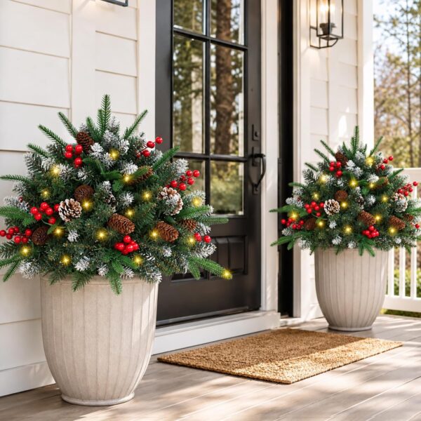 81KBfcjAwQL._AC_SL1500_.jpg 2-Pack Prelit Christmas Pot Inserts with Pinecones & Berries