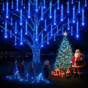 Christmas Lights Outdoor 24 Tube 576 LED Meteor Shower Lights Blue [Energy Class F]