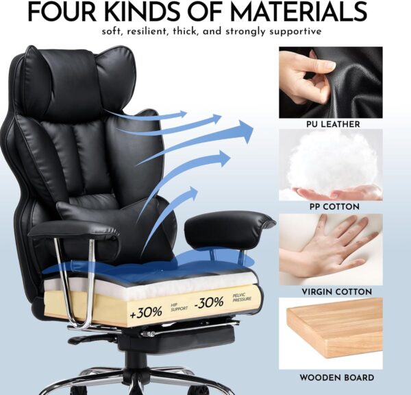 81RlIyWQQeL._AC_SL1500_.jpg Efomao Desk Office Chair, Big and Tall PU Leather Ergonomic Office Chair