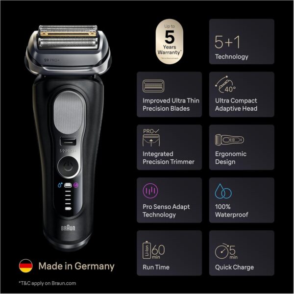 81SR637uBPL._AC_SL1500_.jpg Braun Series 9 PRO+ Electric Shaver for Men, Black, 9690CCE