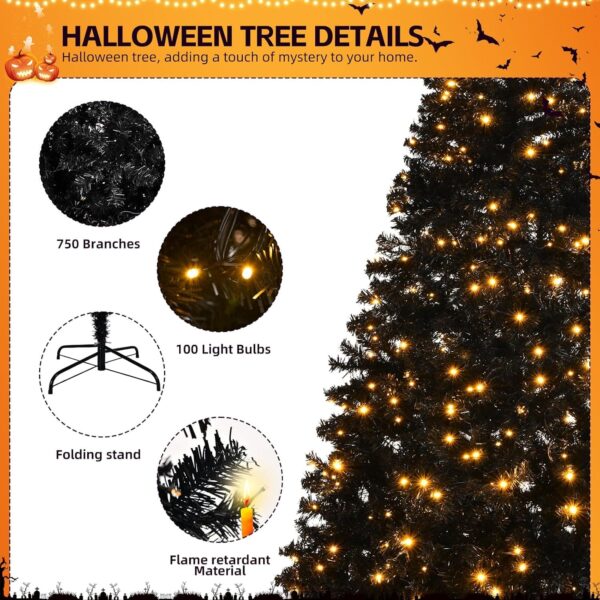 6ft Black Artificial Christmas Tree with DIY 100 Warm Lights