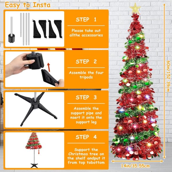 81Y6G3nPXL._AC_SL1500_.jpg 5 Ft Pop Up Christmas Tree with 16.5 Ft String Lights