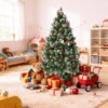 5 ft/150cm PVC Snow Flocked Artificial Christmas Tree Green Flocked