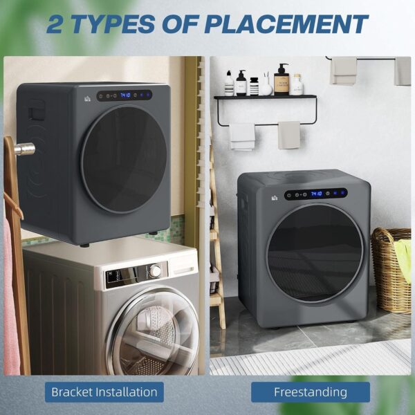 HOMCOM Vented Tumble Dryer 5kg Wet Laundry/3kg Dry Capacity 1000W Grey [Energy Class G]