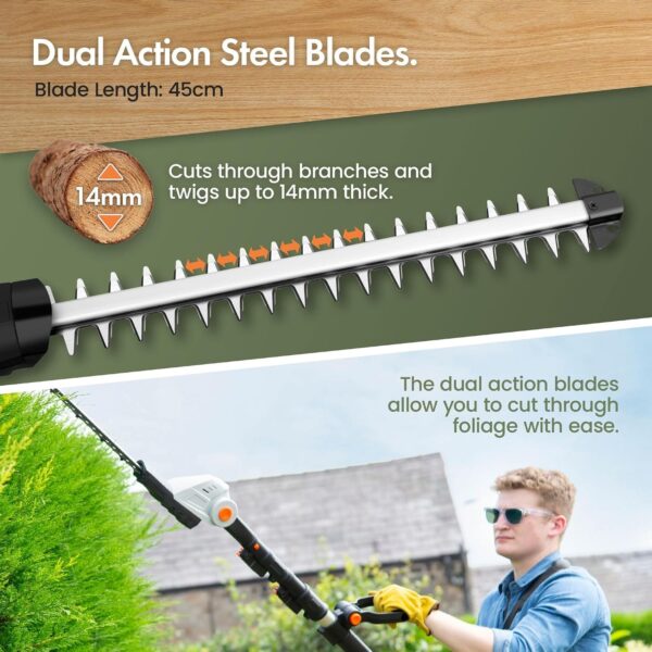 81b7YevctXL._AC_SL1500_.jpg VonHaus Pole Hedge Trimmer Cordless 20V – x2 Batteries & Charger, G-Series