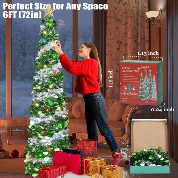 81b9LqC3dlL._AC_SL1500_.jpg HMASYO 6FT/1.8M Pop Up Tinsel Christmas Tree with 100 Timer Lights & Remote