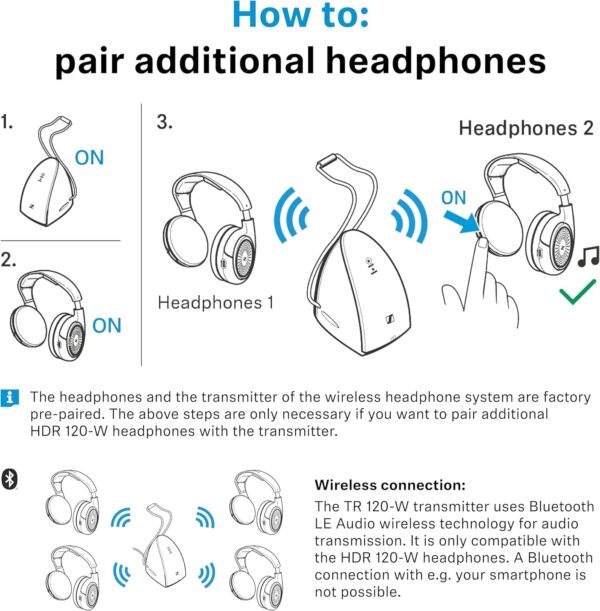 81h8PQc2dXL._AC_.jpg Sennheiser RS 120-W On-Ear Wireless Headphones for Crystal-clear TV Listening with 3 Sound Modes, Lightweight Design, Easy Volume Control, 60 m Range and Convenient Transmitter/Charger Combo - Black