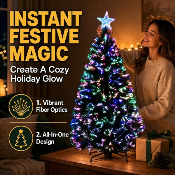 81kgMxxvOYL._AC_SL1500_.jpg New Christmas Tree X-Mas Tree Fiber Optic Color Changing Multi Colour Led Lights With Star Free Standing Indoor Tree Lights XMAS Gift (7 FT)
