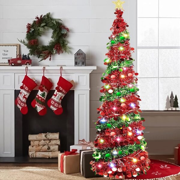 81mS9Wj6PXL._AC_SL1500_.jpg 5 Ft Pop Up Christmas Tree with 16.5 Ft String Lights