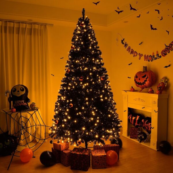 6ft Black Artificial Christmas Tree with DIY 100 Warm Lights