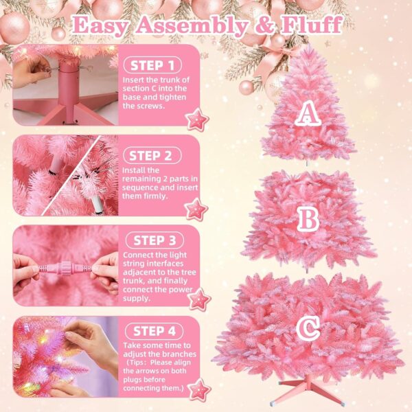 Pink Rotating Christmas Tree Prelit 7ft
