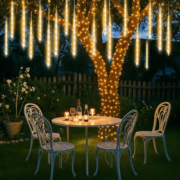 Fairy Lights Mains Powered 24 Tube Meteor Shower Christmas Lights, Warm [Energy Class F]