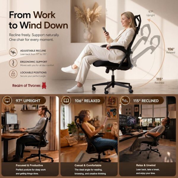 Realm of Thrones Mesh Ergonomic Office Chair, Back Support and Long Hours