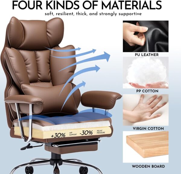 81rlatHOMYL._AC_SL1500_.jpg Efomao Desk Office Chair, Big and Tall PU Leather Ergonomic Office Chair