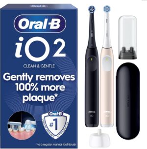 81uRCOYcY9L._AC_SL1500_.jpg Oral-B iO2 Duo Electric Toothbrushes, 2 Handles, Night Black and Calm Pink