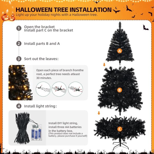 6ft Black Artificial Christmas Tree with DIY 100 Warm Lights