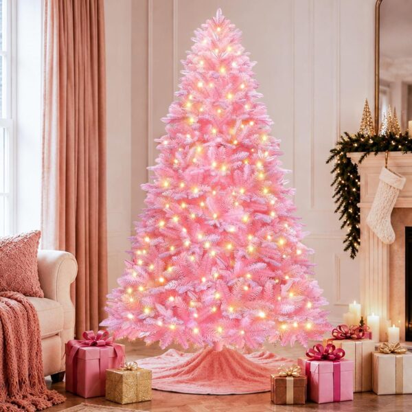 Pink Rotating Christmas Tree Prelit 7ft