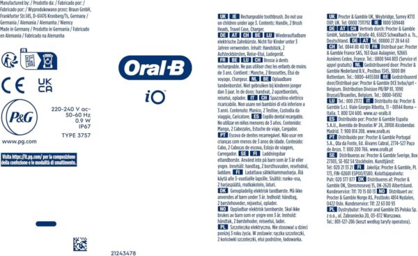 81ww3YY3R8L._AC_SL1500_.jpg Oral-B iO6 Electric Toothbrush, Grey, with Travel Case and Spare Head