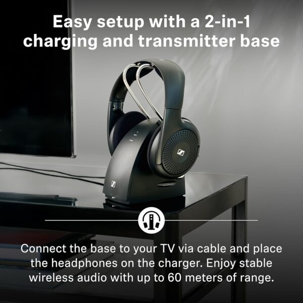 81yWwdJ5B6L._AC_.jpg Sennheiser RS 120-W On-Ear Wireless Headphones for Crystal-clear TV Listening with 3 Sound Modes, Lightweight Design, Easy Volume Control, 60 m Range and Convenient Transmitter/Charger Combo - Black