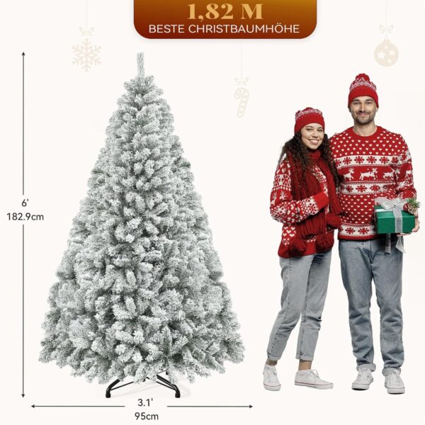 81z6jjbhVjL._AC_SL1500_.jpg YITAHOME Christmas Tree 6ft, Full Snow Flocked Artificial Tree with Foldable Metal Stand & Metal Frame