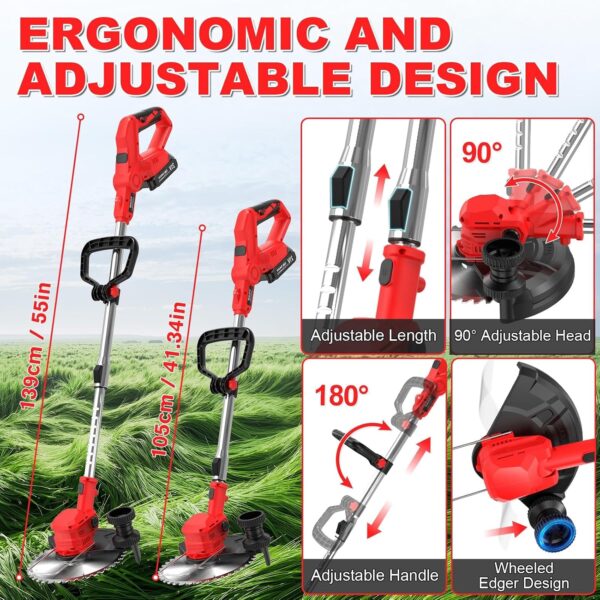 81zS8O4eHoL._AC_SL1500_.jpg Cordless Strimmer 21V with 2×2000mAh Battery & Charger,Grass Trimmer Cordless with 14 Blades Cutting System