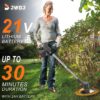 911DEaUpLzL._AC_SL1500_.jpg Cordless Strimmer 21V Li-ion Batteries Metal Blade Strimmer grass trimmers With Fast Charger 20 different types of blades for Garden Clearing Weeds Flower Trees (BLACK)