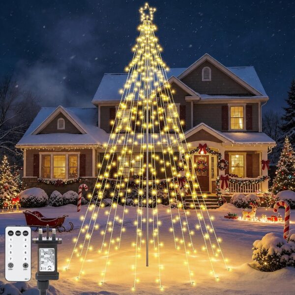 91CfJEy79cL._AC_SL1500_.jpg Joomer Christmas Tree Lights Topper Star Height 127ft 568 LED Warm White